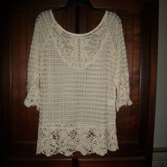 Umgee lacy ivory tunic top size S - Picture 1 of 6
